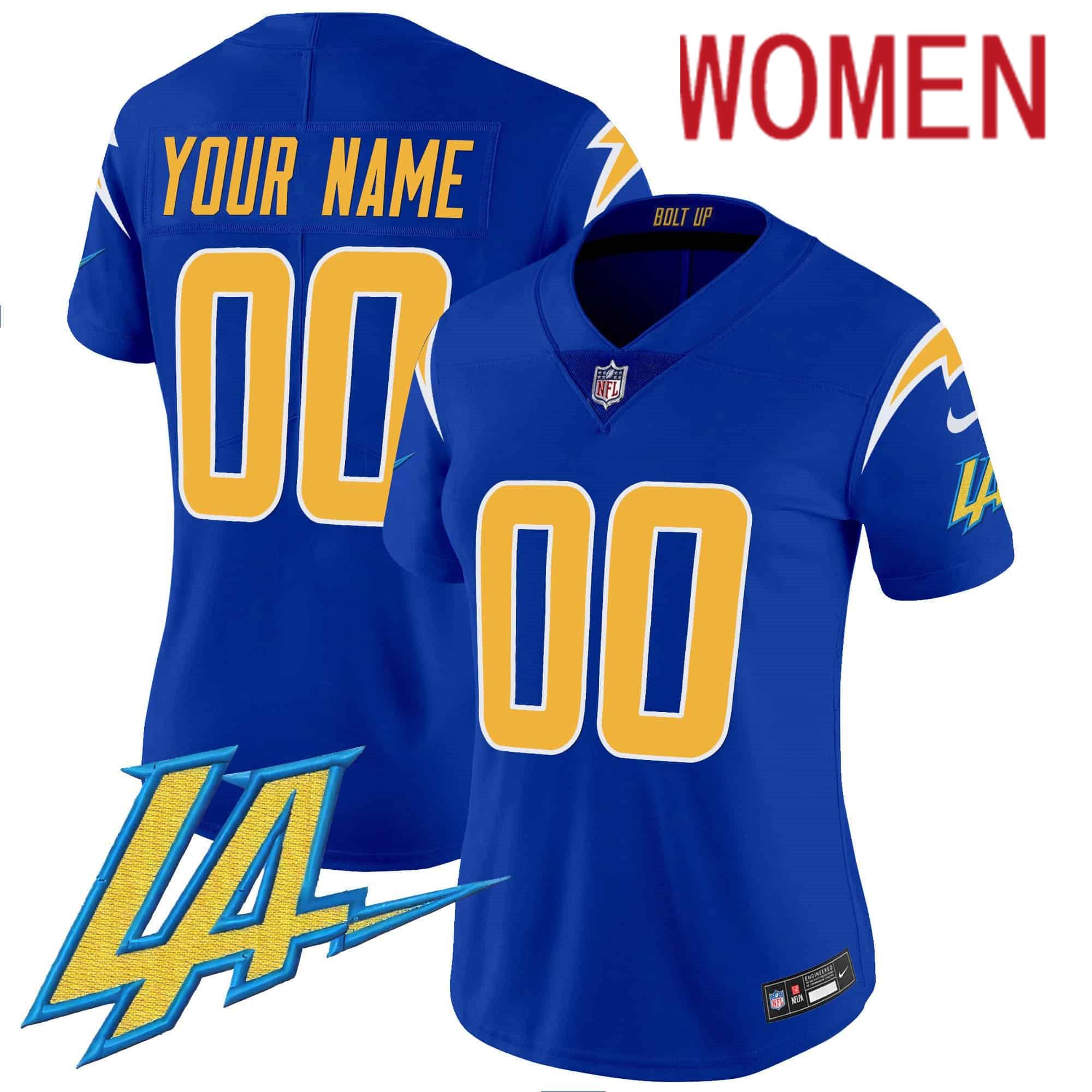 Women Los Angeles Chargers Blue 2024 Nike Vapor Limited Custom NFL Jersey->customized nfl jersey->Custom Jersey